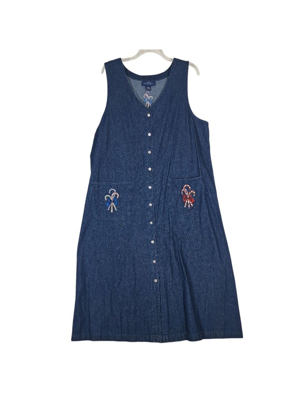 Original TY Wear 100% Cotton Candy Cane Jean Dress Sleeveless Modest 22w